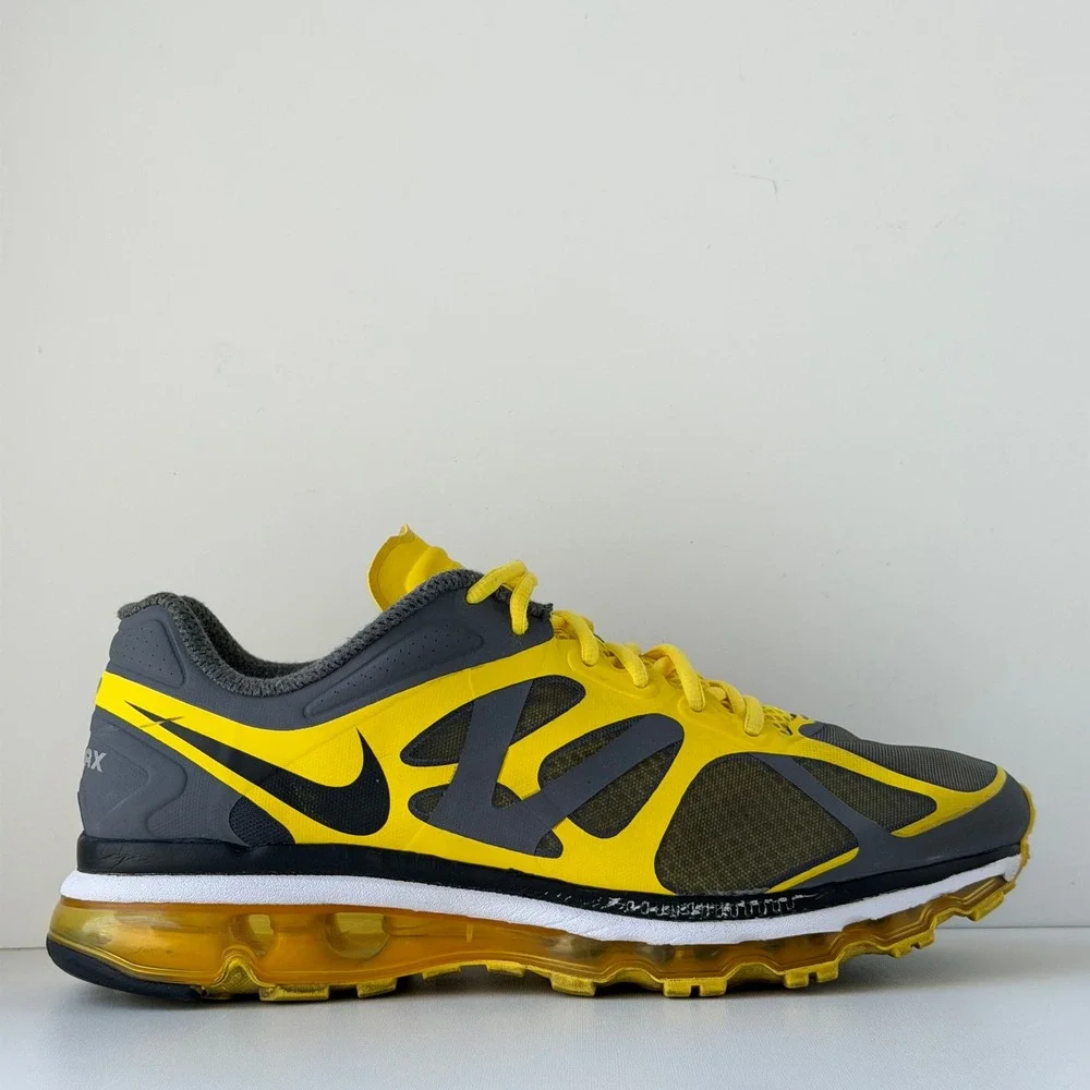 Nike Air Max 2012 Livestrong Mens 12 Yellow Grey Cushion Athletic Running Shoes
